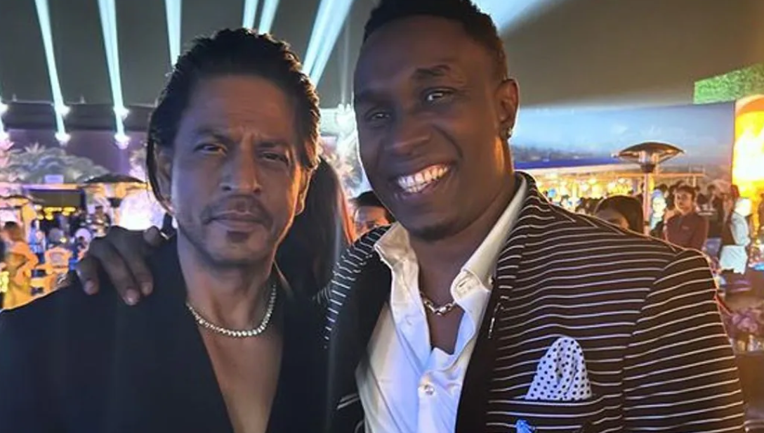 Dwayne Bravo, Known as CPL's Knight Rider, Reconnects with SRK at Anant Ambani’s Pre-Wedding Celebration