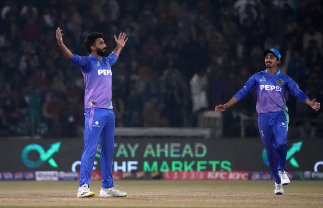 Experience the jubilant moment as Usama Mir claims the wicket of Shan Masood in the thrilling PSL 2024 encounter