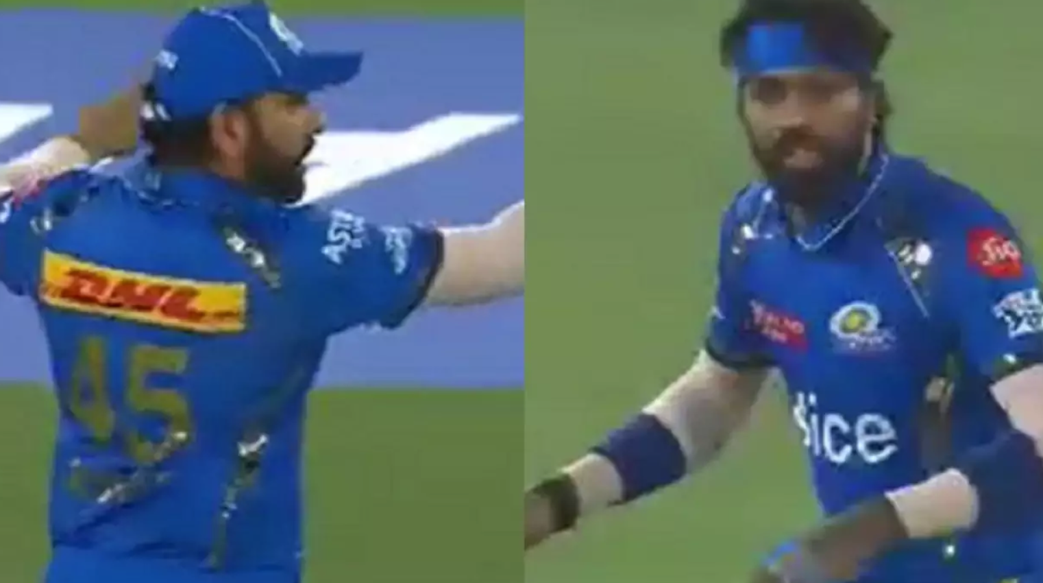 Rohit Sharma instructs MI captain Hardik Pandya to field near boundary. Watch now!