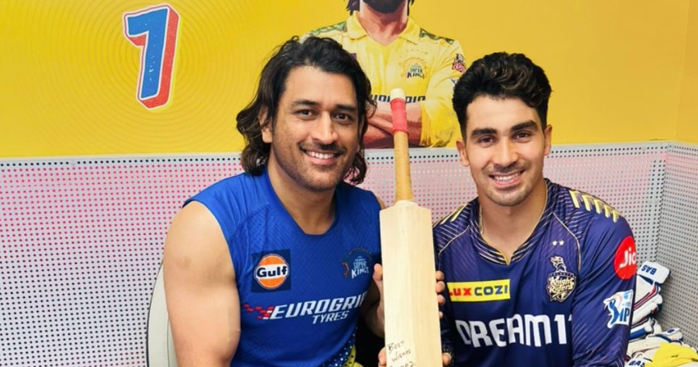 MS Dhoni Gives Signed Bat to Afghanistan's Gurbaz After CSK-KKR IPL Match