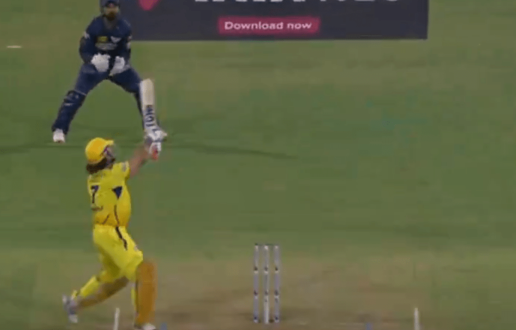 CSK: MS Dhoni Hits Impressive Six with Ramp Shot Against LSG