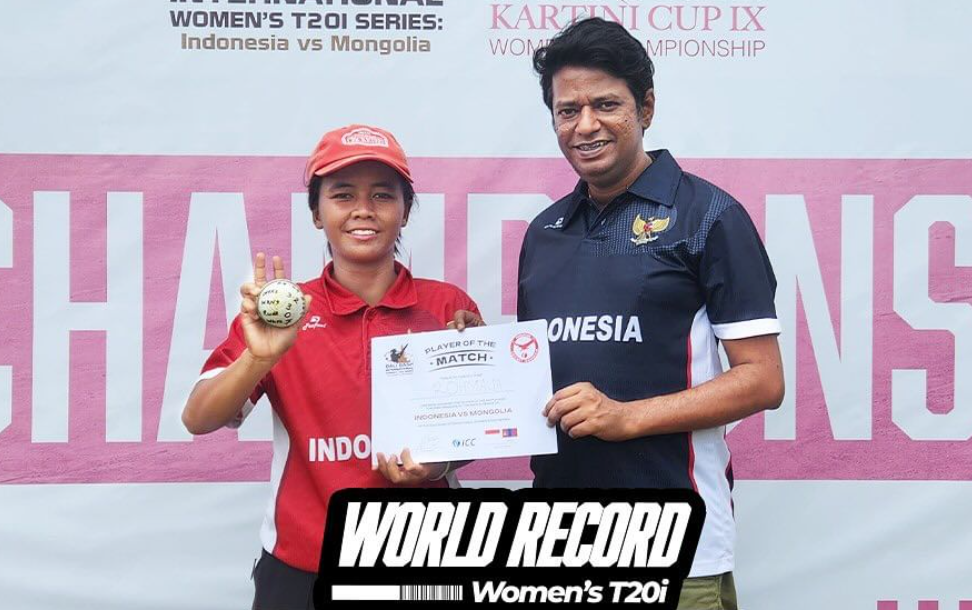 Rohmalia of Indonesia sets new women's T20I record, taking 7 wickets for no runs on debut
