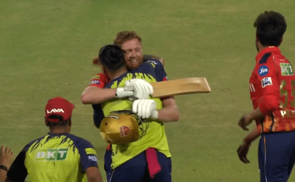 [Watch] Emotional Jonny Bairstow and Shashak Singh celebrate thrilling win against KKR in run chase