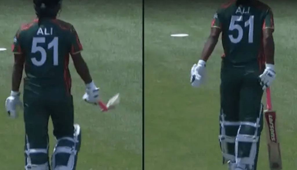 Baartman Breaks Jaker Ali's Bat in T20 WC Thriller