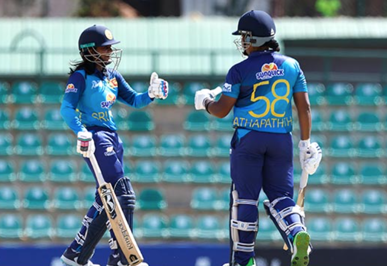 Athapaththu's record-tying century secures a 144-run victory for Sri Lanka