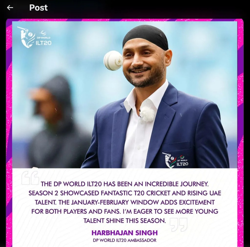 Harbhajan Singh, Shoaib Akhtar Set to Play in ILT20 2025