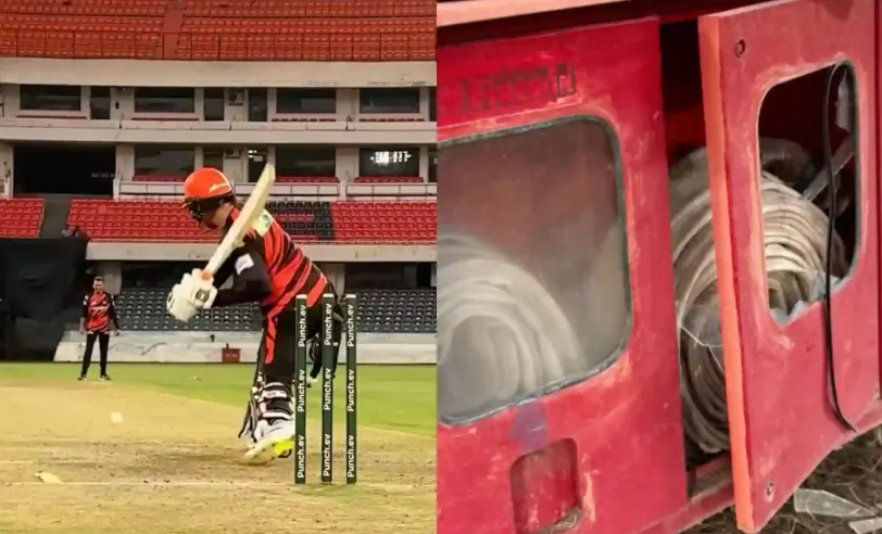 Abhishek Sharma Breaks Glass Pane During SRH Practice Before IPL 2025