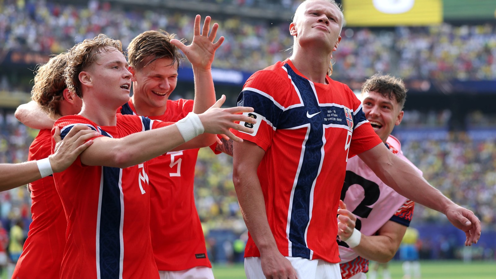 Erling Haaland celebrating for Norway during FIFA World Cup 2026