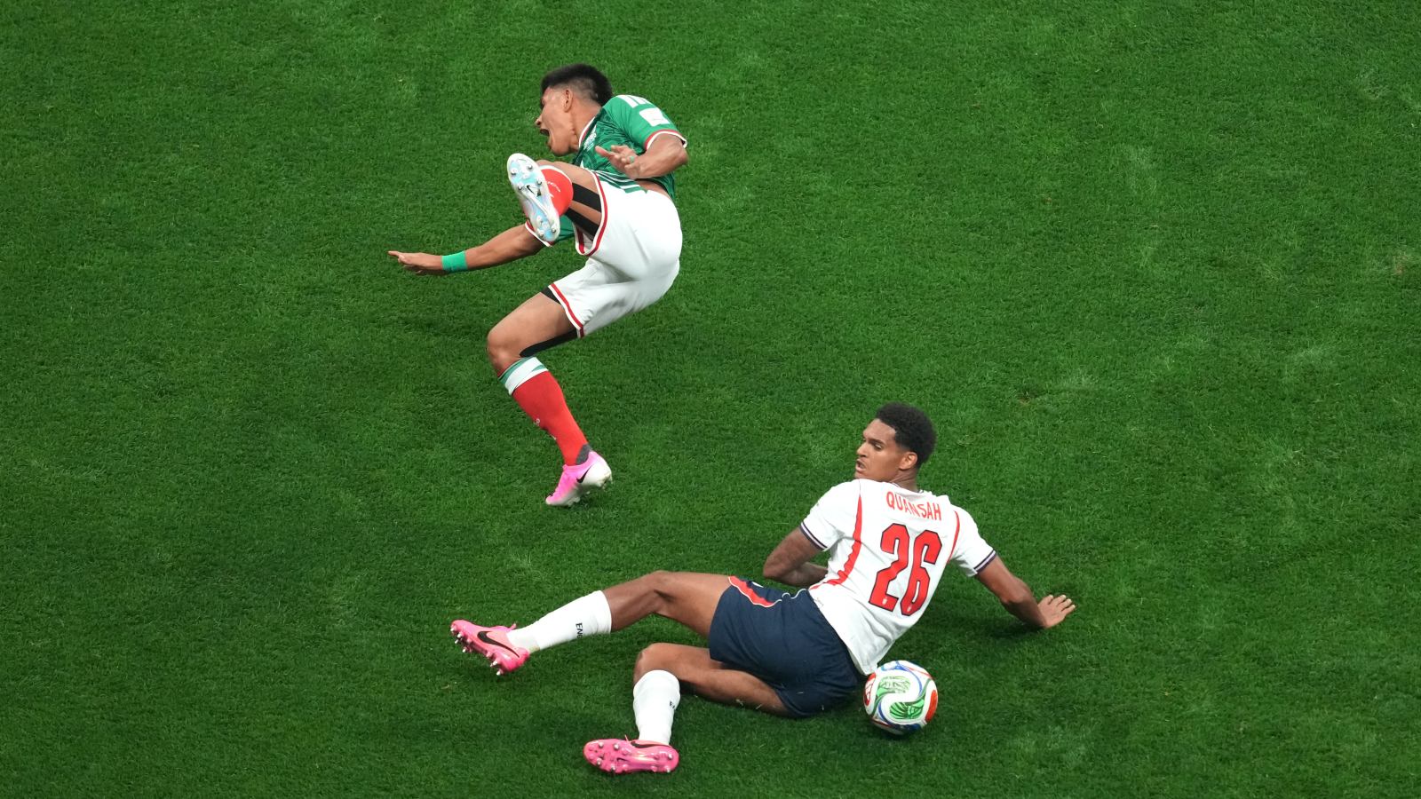 Jarell Quansah with England during the 2026 FIFA World Cup amid focus on the Mexico match