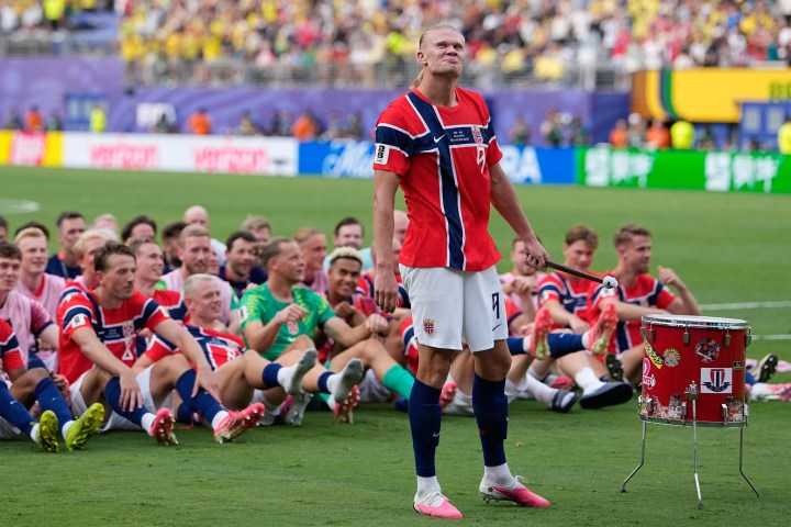 Erling Haaland with Norway during the 2026 FIFA World Cup after the defeat to England