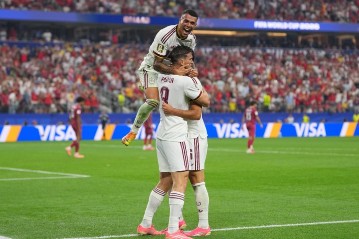 Mikel Merino celebrates as Spain reach the World Cup 2026 semi-finals