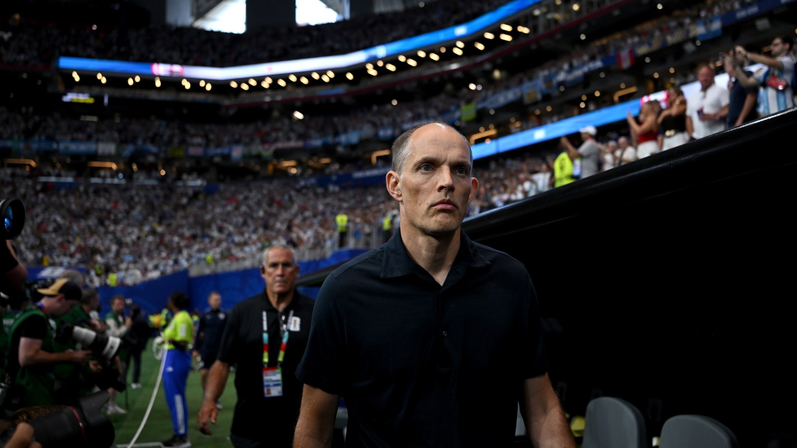 Thomas Tuchel reacts as England exit after World Cup 2026 semi-final defeat to Argentina