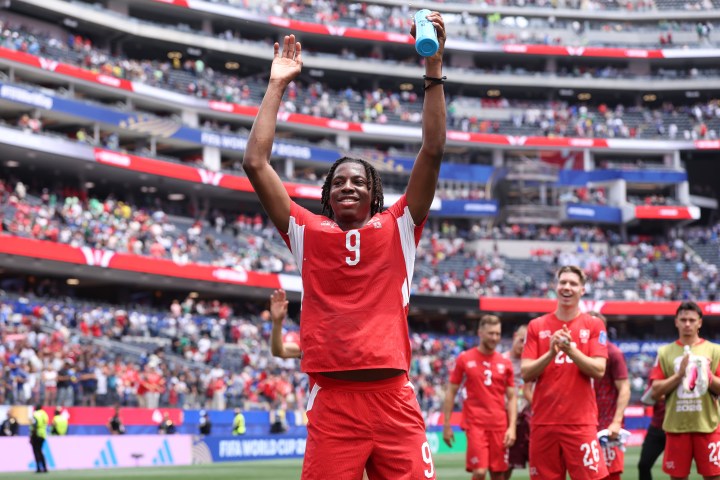 Johan Manzambi playing for Switzerland at the 2026 World Cup amid Aston Villa transfer interest