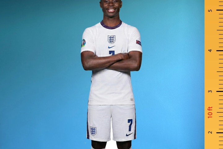 Bukayo Saka celebrates after scoring a hat-trick for England against France at the 2026 FIFA World Cup