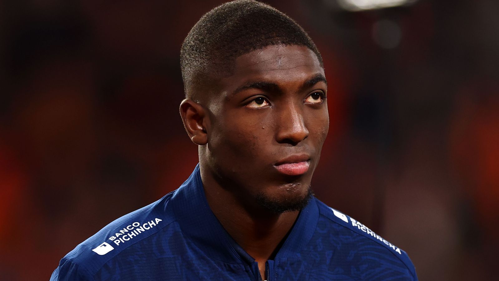 Joel Ordonez playing for Ecuador during the 2026 FIFA World Cup amid Chelsea transfer interest