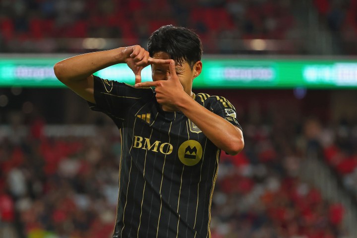 Son Heung-min celebrates after winning MLS All-Star MVP in the victory over Liga MX All-Stars