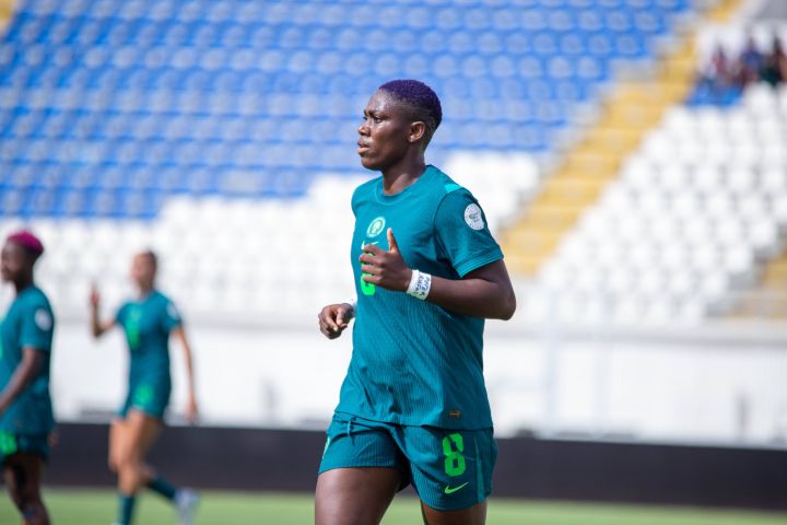 Nigeria forward Asisat Oshoala during a WAFCON quarter-final storyline focused on World Cup momentum