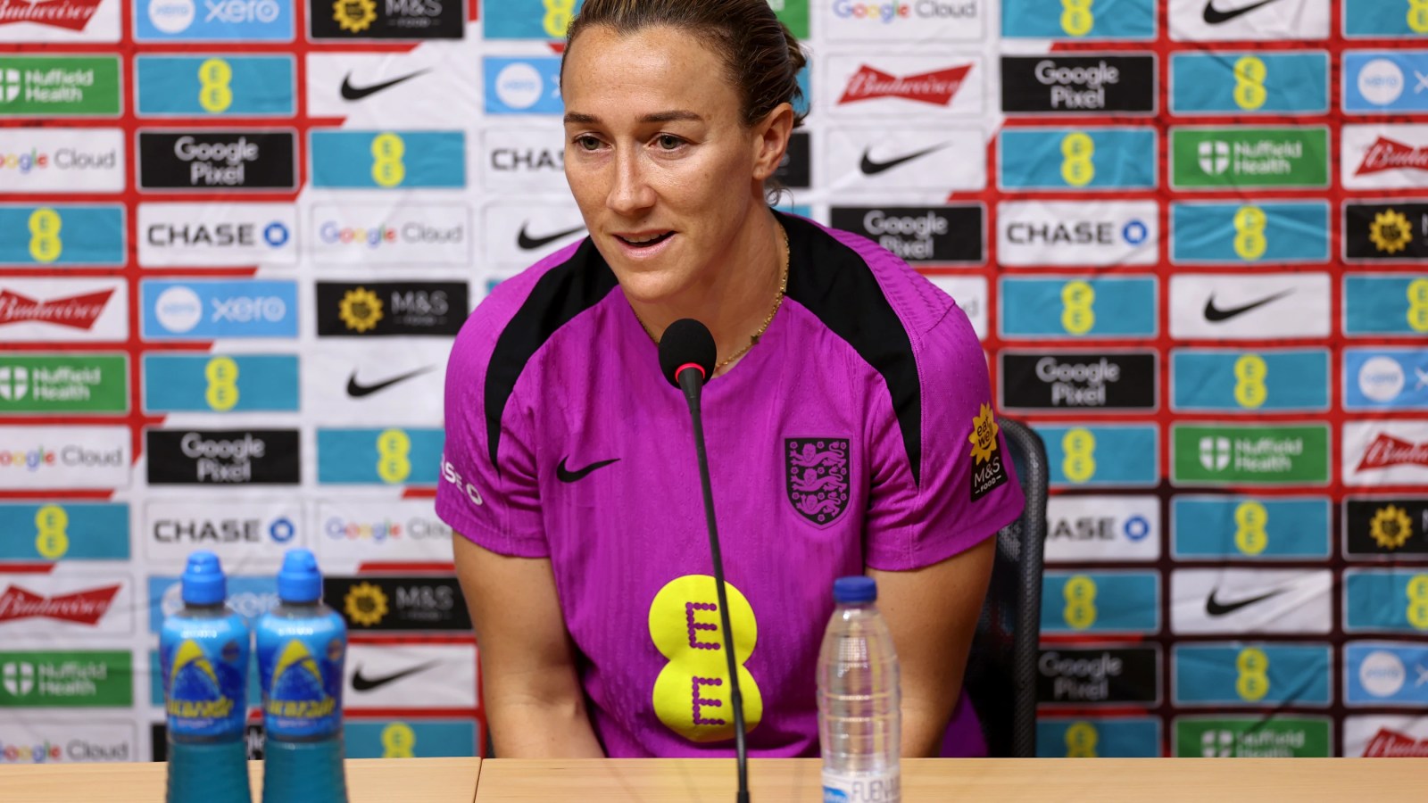 Lucy Bronze reacts amid the UEFA and FIFA World Cup 2026 investment dispute