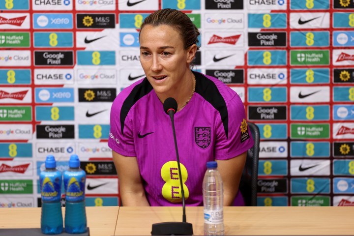 Lucy Bronze reacts amid the UEFA and FIFA World Cup 2026 investment dispute