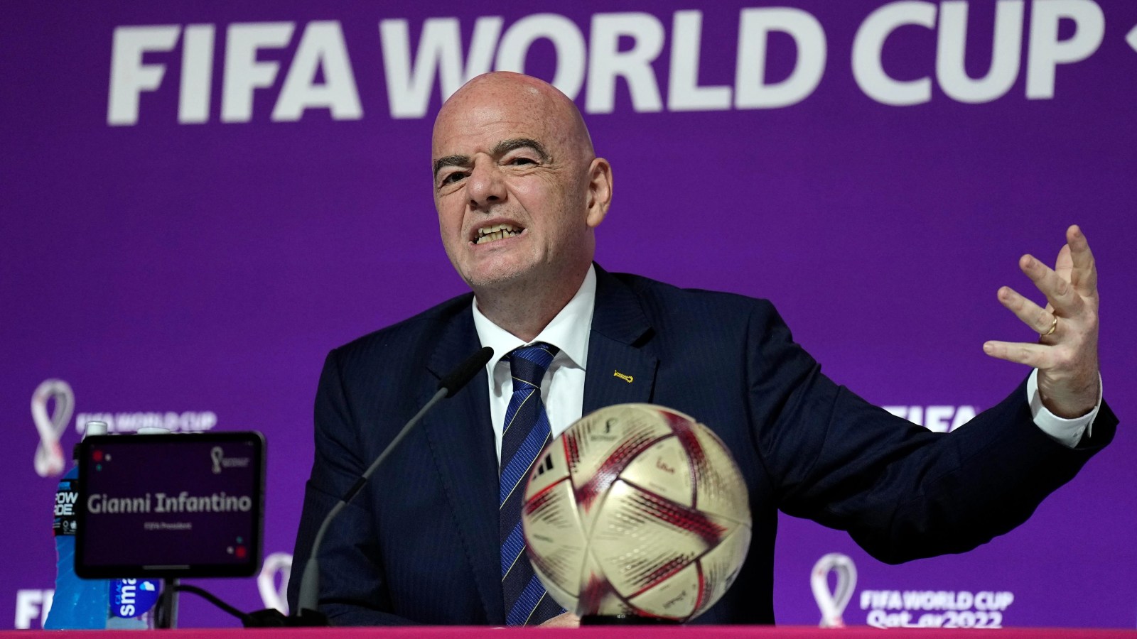 Gianni Infantino during a FIFA event as UEFA acknowledges an allegation ahead of World Cup 2026